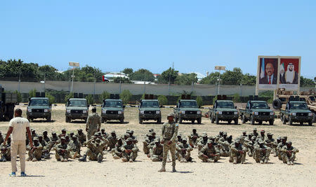 Somali military officers attend a training programme by the United Arab Emirates (UAE) at their military base in Mogadishu, Somalia November 1, 2017. REUTERS/Feisal Omar/File Photo