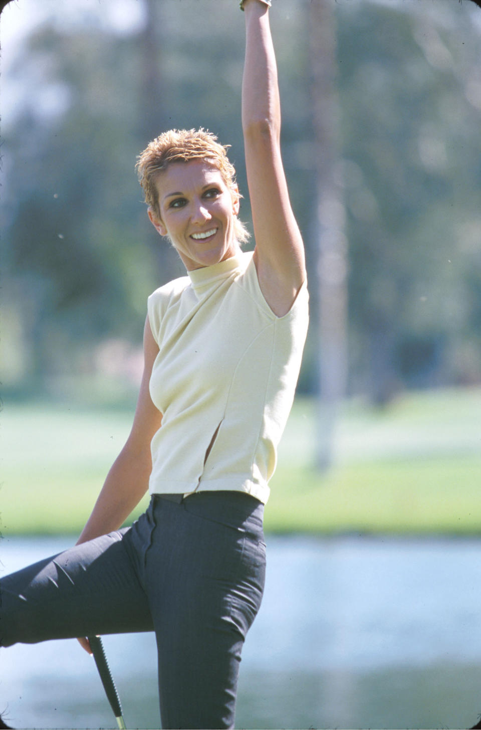 Celine Dion & Husband Rene Angelil during 2000 Nabisco Golf Championship at Mission Hills Country Club in Rancho Mirage, California, United States. (Photo by Sam Levi/WireImage)