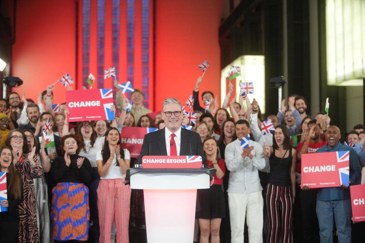 In his victory speech, Sir Keir Starmer said: “Our task is nothing less than renewing the ideals that hold this country together.” <i>(Image: PA MEDIA)</i>