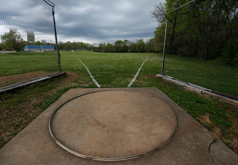 The current throwing events field just to the north of JFK Stadium on Thursday, April 28, 2022. A new throwing events field, including javelin, hammer throw, discus and shot put will be constructed just south of the JFK Stadium parking lot.