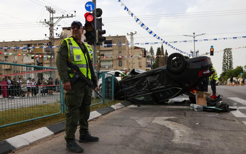 The damaged car