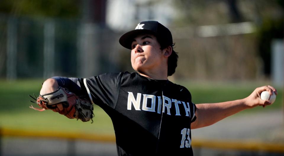 Skipper Ben Napoli on the mound for North Kingstown.