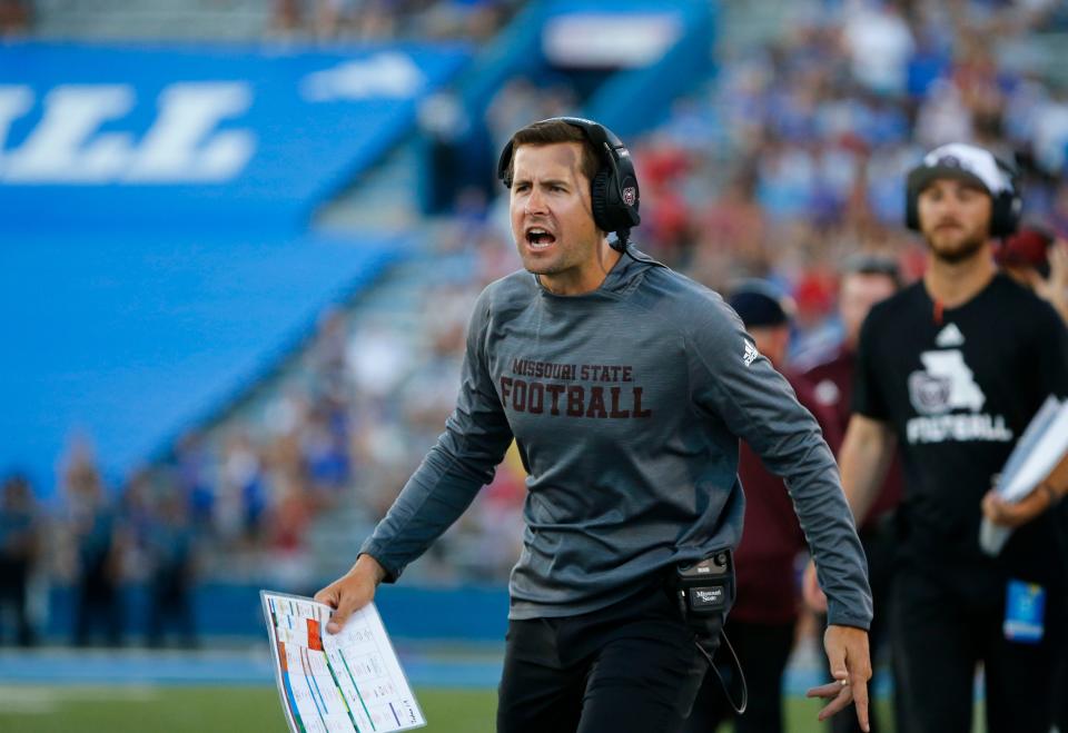 Missouri State head coach Ryan Beard as the Bears take on the University of Kansas Jayhawks at David Booth Kansas Memorial Stadium in Lawrence Kansas on Friday, Sept. 1, 2023.