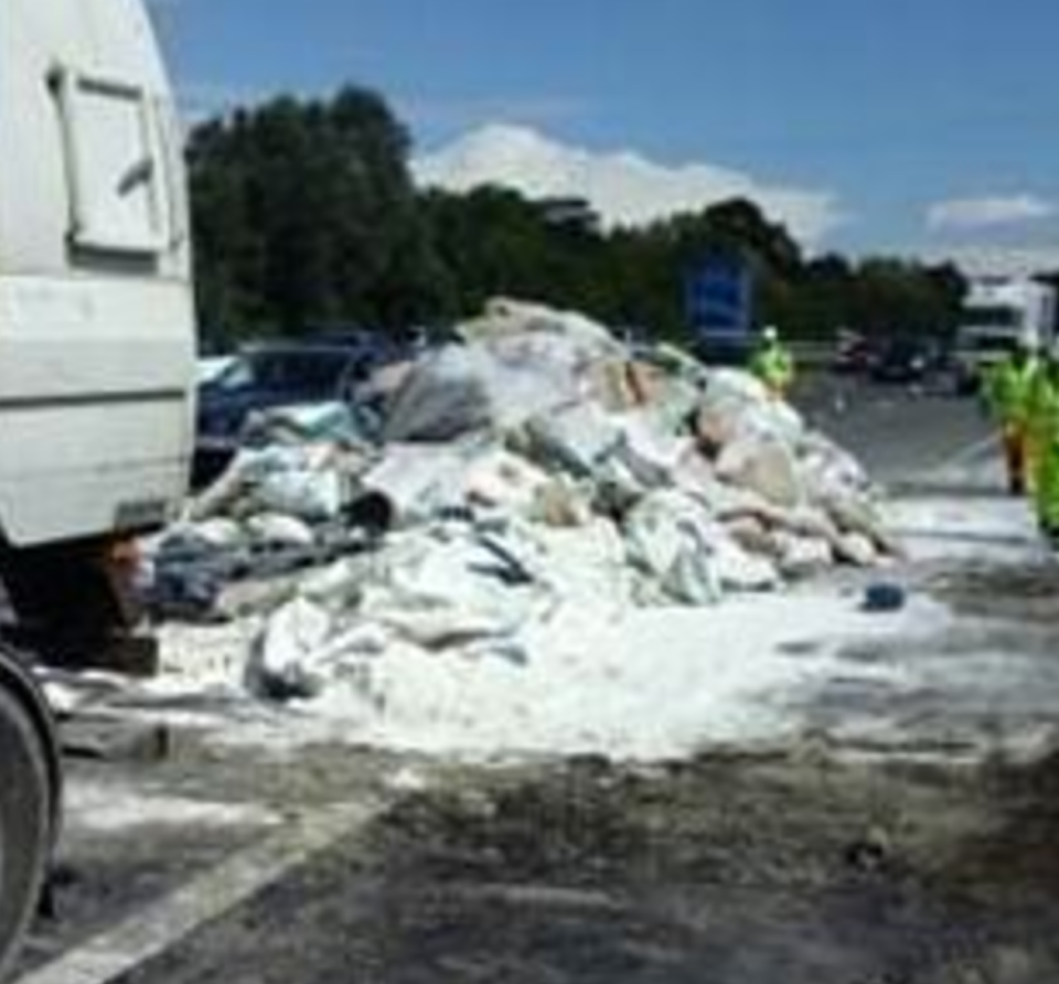 Highways England posted this image on Saturday afternoon showing the clear-up effort. (Highways England)