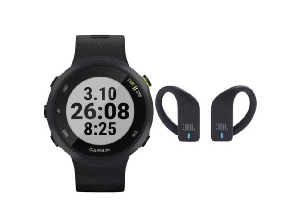 Garmin Forerunner 45 42mm GPS Watch with JBL In-Ear Wireless Sport Headphones (Image via Best Buy Canada). 