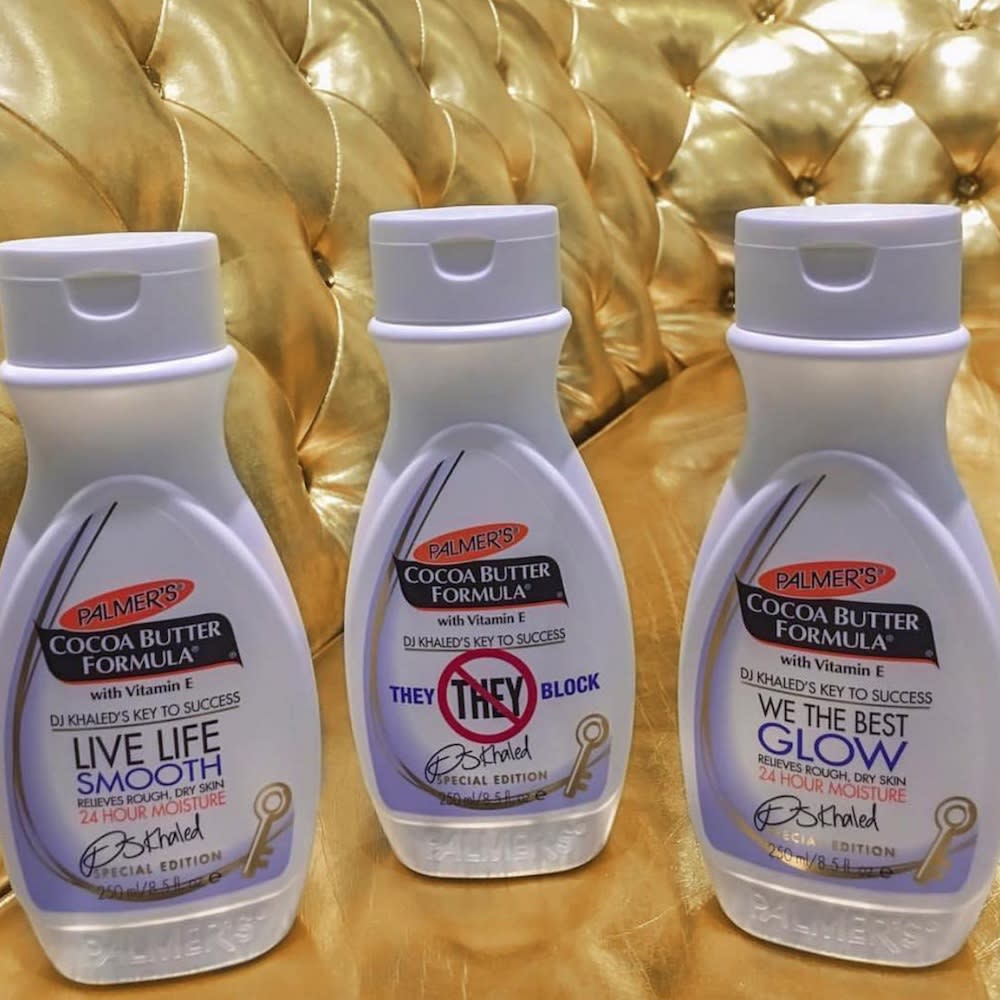 In the weirdest collaboration ever DJ Khaled and Palmer’s Cocoa Butter Formula are teaming up