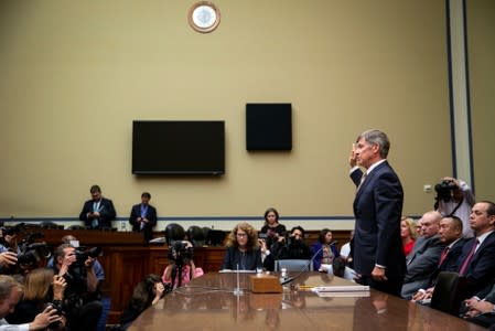 Joseph Maguire, acting director of national intelligence, is sworn in as he testifies during a House Permanent Select Committee on Intelligence, on Capitol Hill in Washington