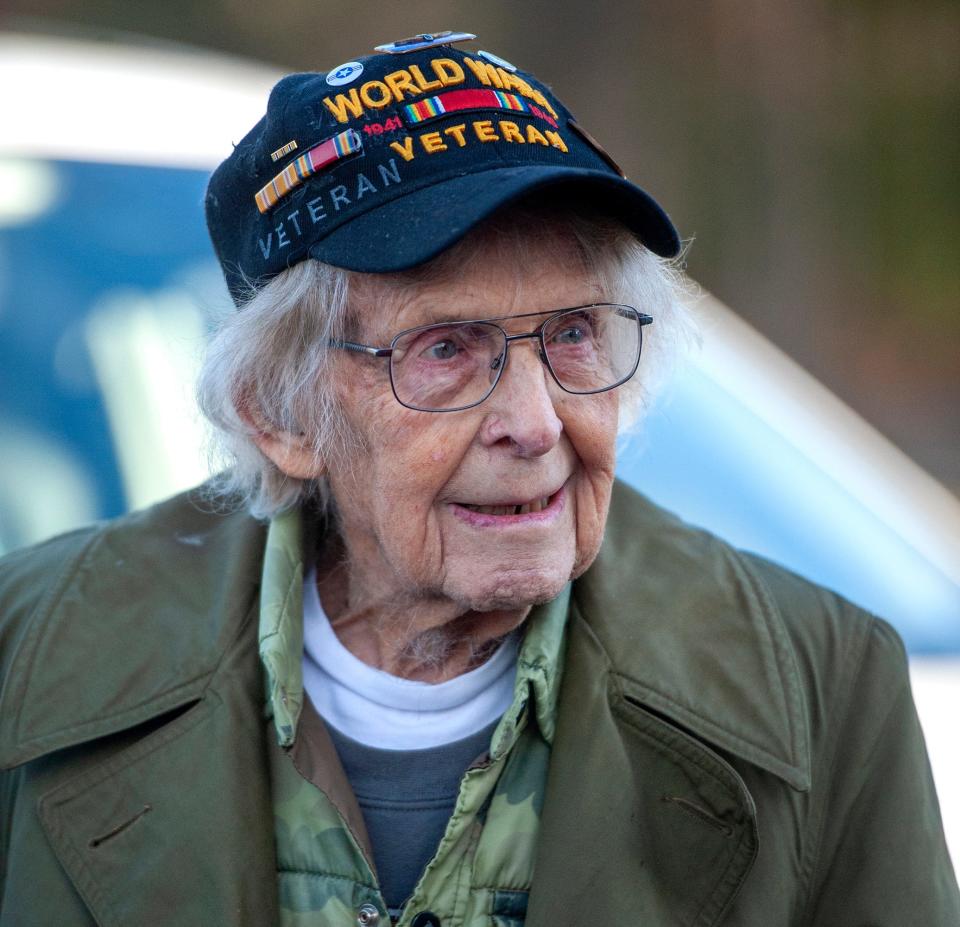 Russell Phipps, a World War II veteran from Hopkinton, visited the American Heritage Museum in Hudson a day after his 101st birthday, Dec. 29, 2022.