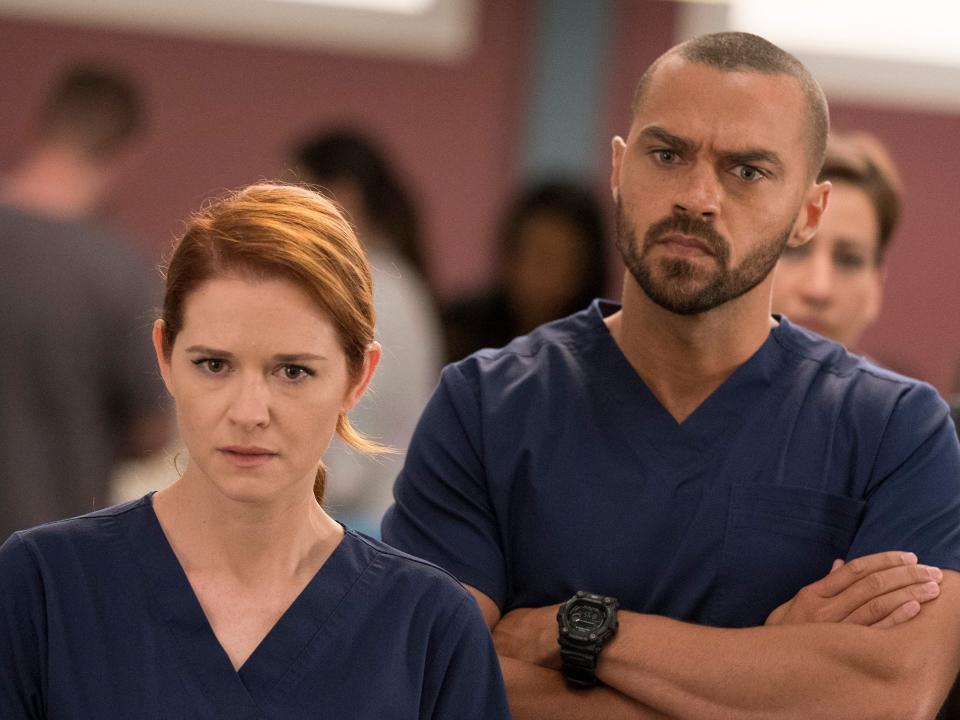 Sarah Drew and Jesse Williams in the "Grey's Anatomy" episode "Personal Jesus"