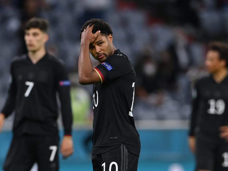 Serge Gnabry reacts during Germany’s draw with Hungary (Getty Images)