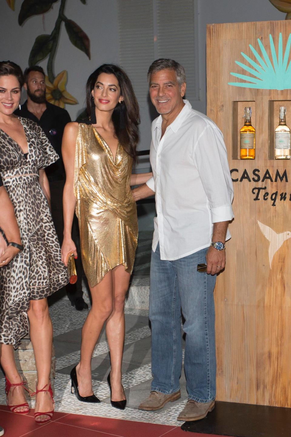 Amal Clooney and George Clooney at the Casamigos Tequila launch on August 23, 2015.