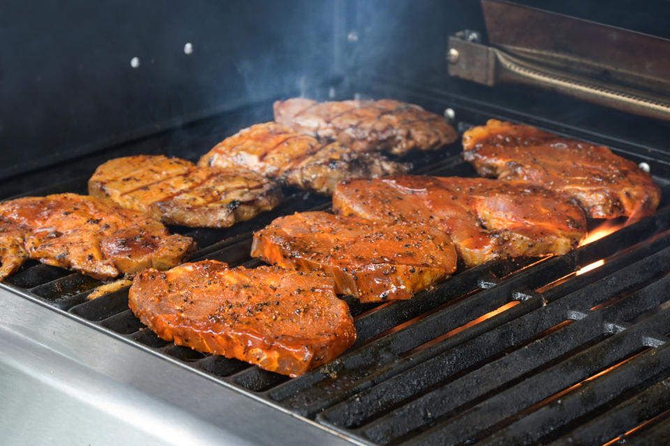 steaks grilling