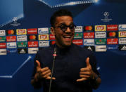 Soccer Football - Juventus news conference - UEFA Champions League Quarterfinal - Camp Nou stadium, Barcelona, Spain - 18/4/2017 - Juventus's Dani Alves attends a news conference. REUTERS/Albert Gea