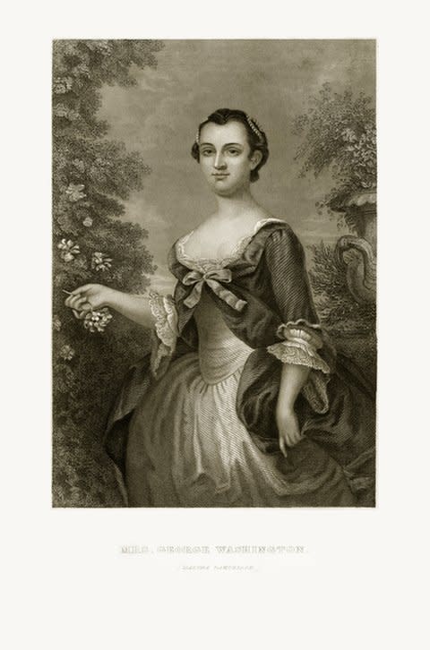 Retrato ilustrado de Martha Washington. 1780.