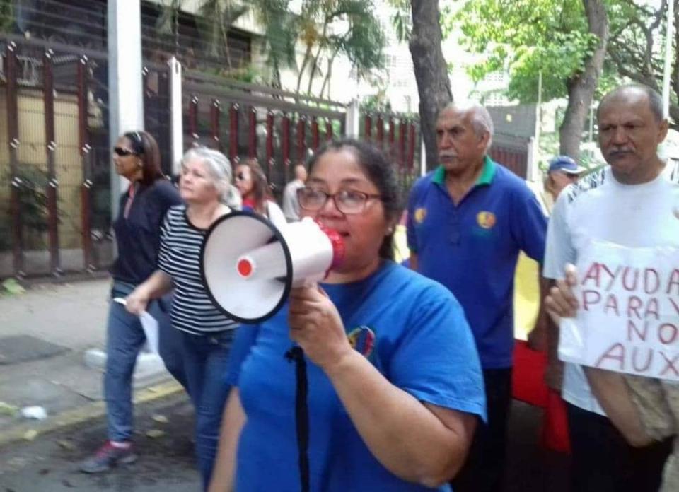 Belkis Bolívar en una protesta. 