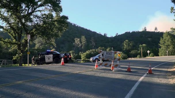 PHOTO: Authorities on site as Rices Fire burns in Nevada County, Calif. (KXTV)