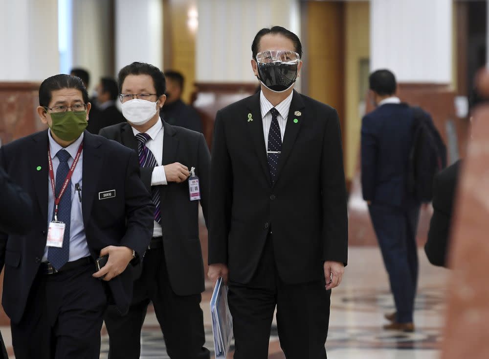 Tan Sri Dr Noor Hisham Abdullah is pictured at Parliament in Kuala Lumpur July 27, 2021. — Bernama pic