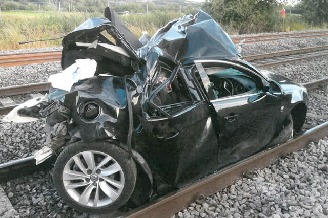 car hit by train burton-on-trent