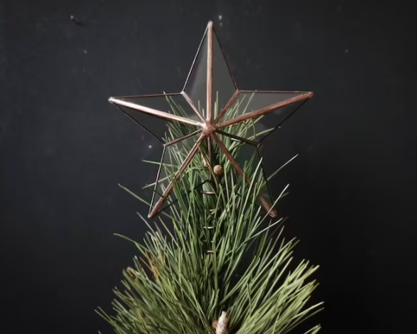 Kraft & Glitter Gem Starburst Tree Topper - Gold