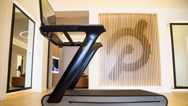 PHOTO: A Peloton Tread+ exercise machine for sale at the company's showroom in Dedham, Mass. (Adam Glanzman/Bloomberg via Getty Images)