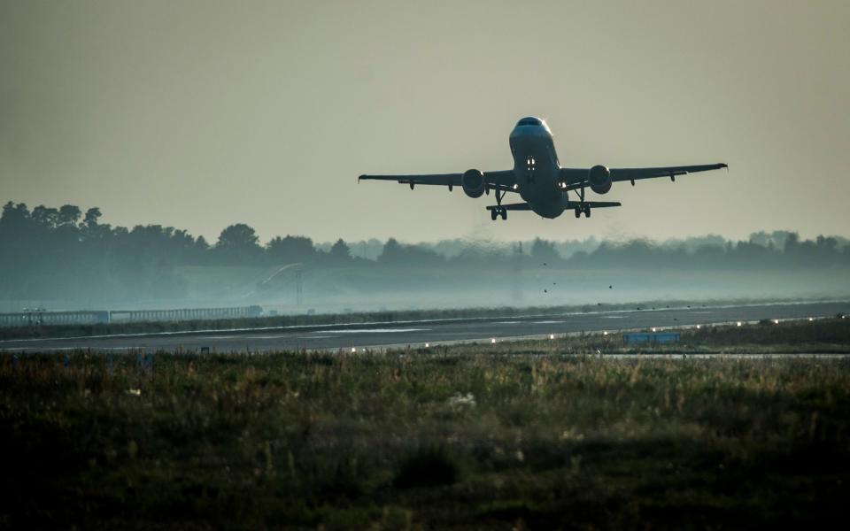 A plane taking off from Schoenefeld airport, Berlin