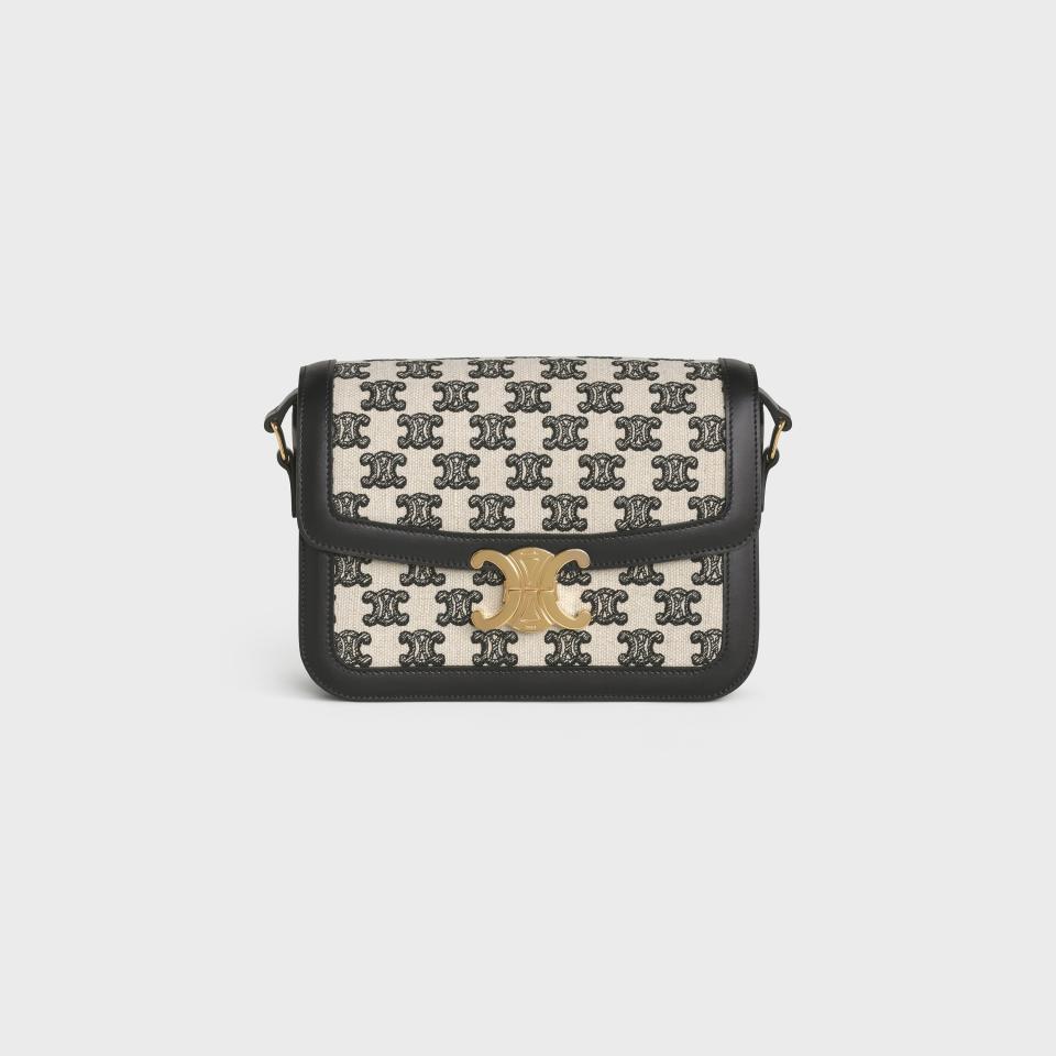 Medium Triomphe Bag in Textile with Triomphe Embroidery and Calfskin 3500 USD