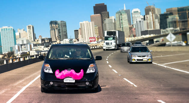 Lyft ridesharing car on the road