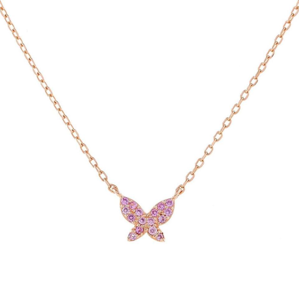 21) Pavé Mini Pink Butterfly Necklace