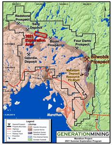 Property location map showing the location of the Biiwobik Prospect and the 2021 Exploration Area.