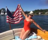 <p>The actress/entrepreneur kept it patriotic matching her strapless one piece to the occasion: “Hope you all had a great 4th!” (Photo: <a rel="nofollow noopener" href="https://www.instagram.com/p/BWJB4xEF-Kt/" target="_blank" data-ylk="slk:Brooke Shields via Instagram;elm:context_link;itc:0;sec:content-canvas" class="link ">Brooke Shields via Instagram</a>)<br><br></p>