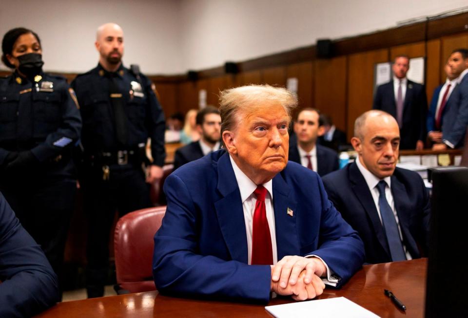 PHOTO: Former President Donald Trump appears at Manhattan criminal court before his trial in New York, April 30, 2024.   (Justin Lane/AP)