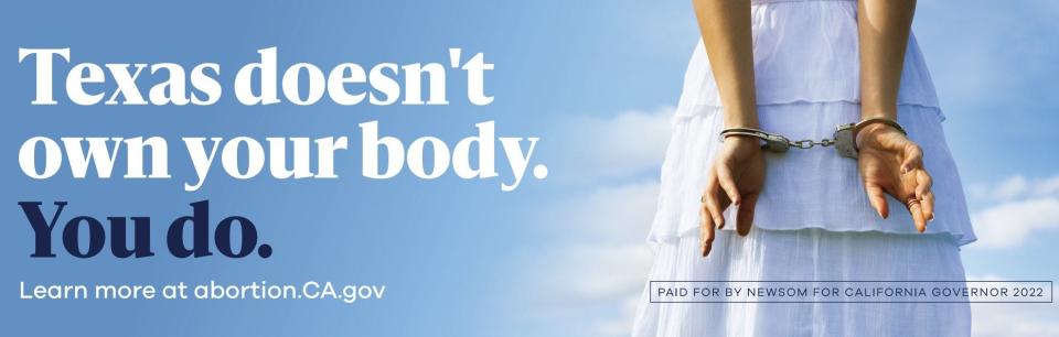 Gov. Gavin Newsom launched a pro-choice billboard campaign in anti-abortion states with restrictive laws.