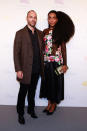 <p>Cipriana Quann always nails it in the style department, and last night was no exception. The Urban Bush Babes cofounder and model wore a dress with a sheer top, punctuated with a floral panel and silky bottom half. Her beau, Terry Gates went with a black button-up, matching trousers and a brown jacket. </p>