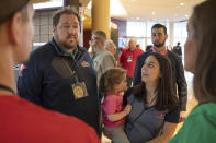 GOP candidate for governor Mike Murphy speaks with a people during the first day of the Minnesota State Republican Convention, Friday, May 13, 2022, at the Mayo Civic Center in. Rochester, Minn. (Glen Stubbe/Star Tribune via AP)