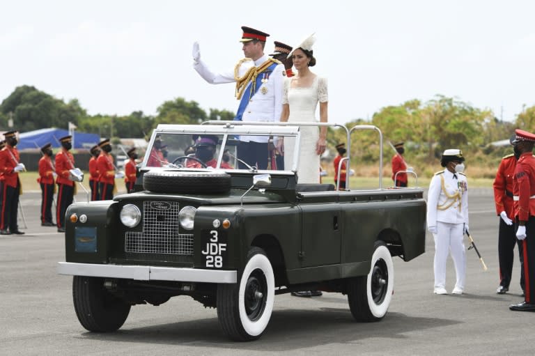 Prince William and his wife Catherine faced pro-republic protests in the Caribbean (AFP/Ricardo Makyn)