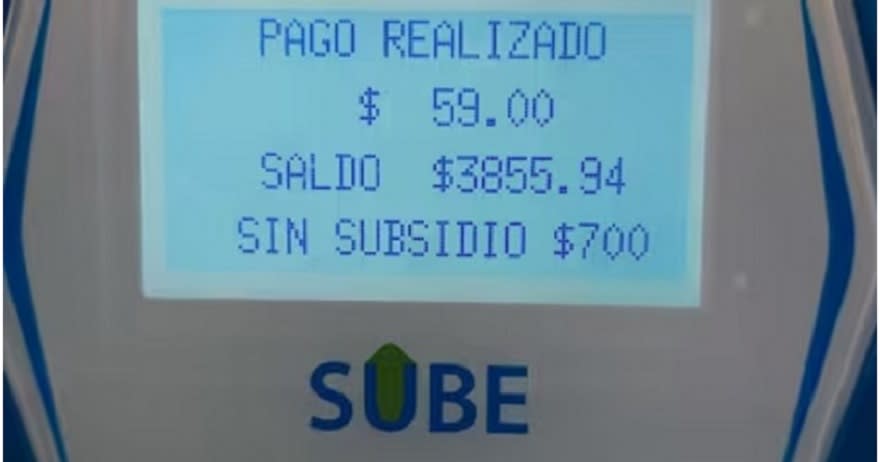 La SUBE ya muestra la tarifa con y sin subsidio.