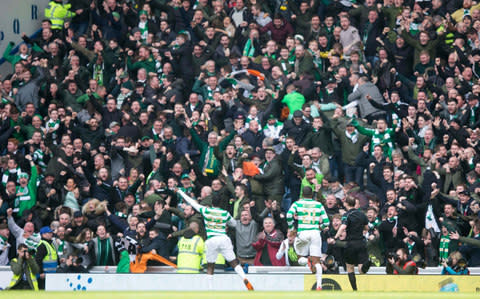 Celtic’s Odsonne Edouard celebrates the winner - Credit:  PA