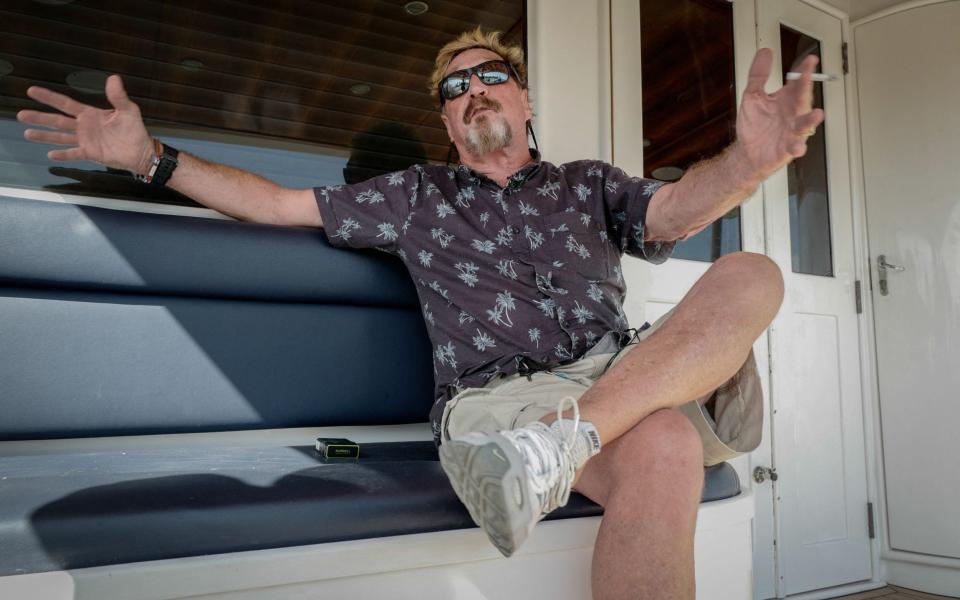 McAfee in 2019 during an interview with AFP on his yacht at the Marina Hemingway in Havana - ADALBERTO ROQUE/AFP via Getty Images