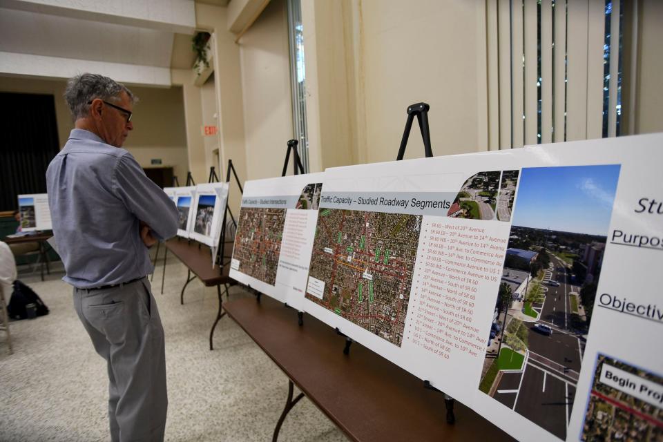 Over 100 community members packed into the Vero Beach Community Center Thursday, Oct. 5, 2023, for a presentation of the SR60 Twin Pairs lane reduction study followed by a question and answer session where residents voiced their concerns, support and opposition of the project.