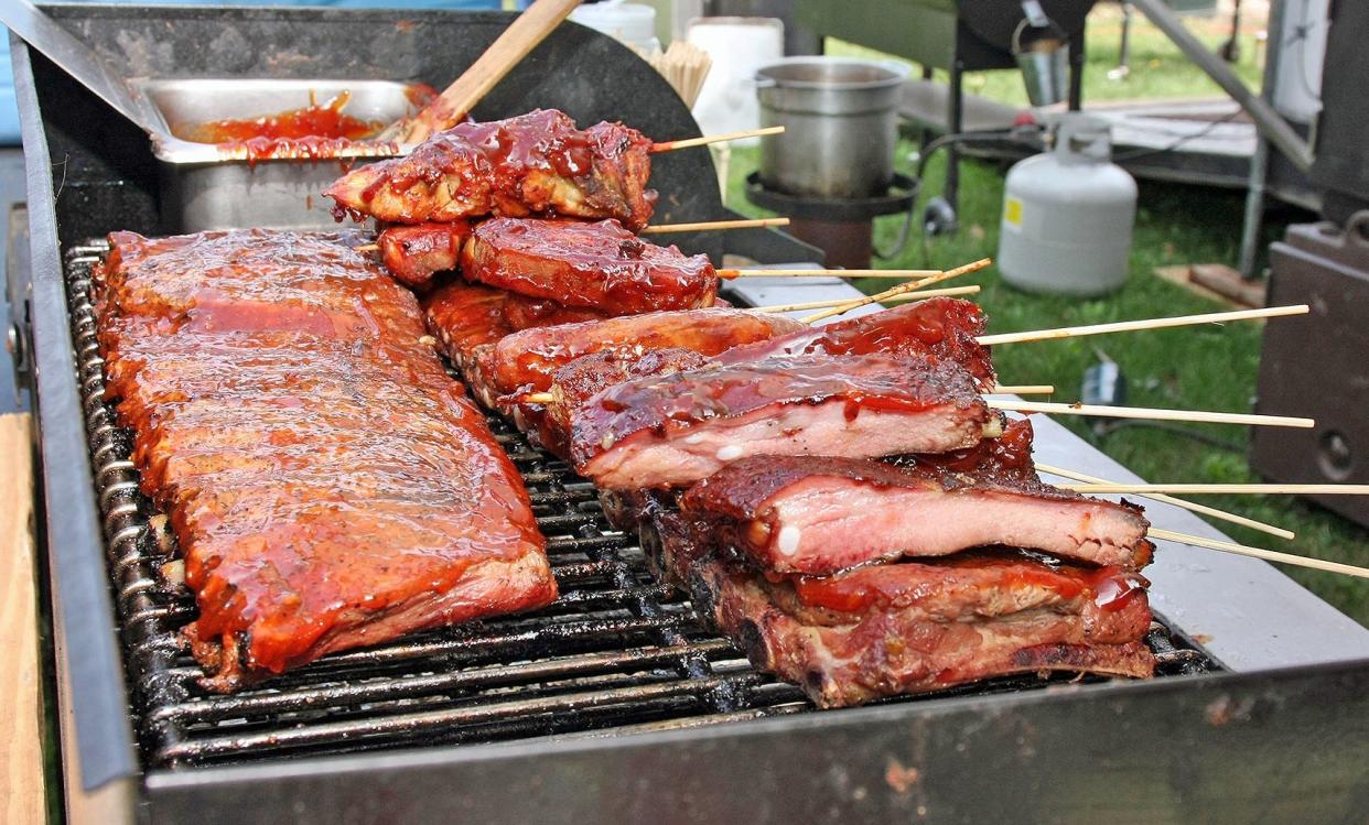 Pork ribs on the grill at a past Death's Door Bar-B-Q competition on Washington Island.