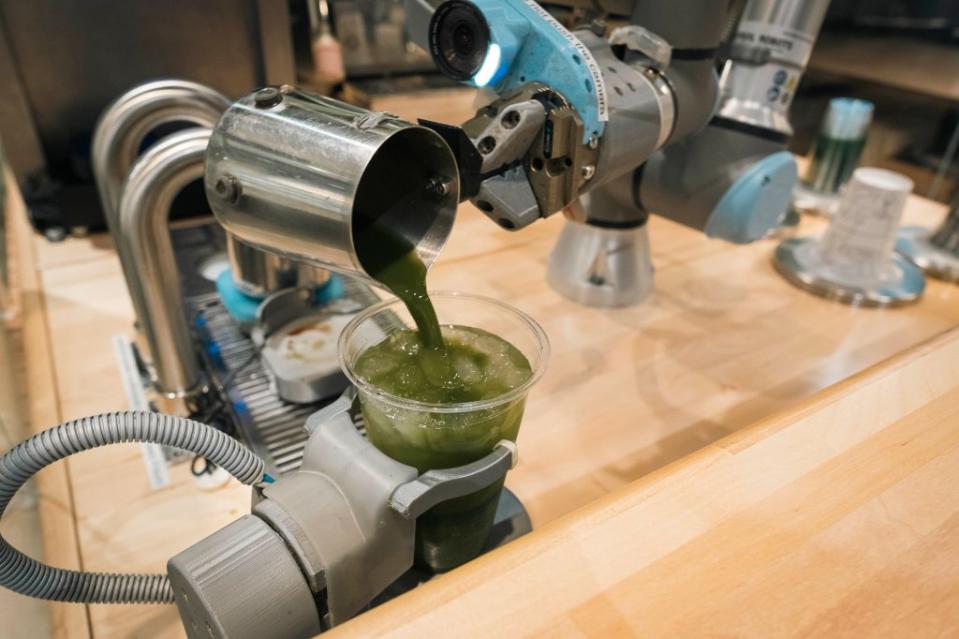 A robot coffee maker at Muji in Hudson Yards is all the rage with customers. Stefano Giovannini