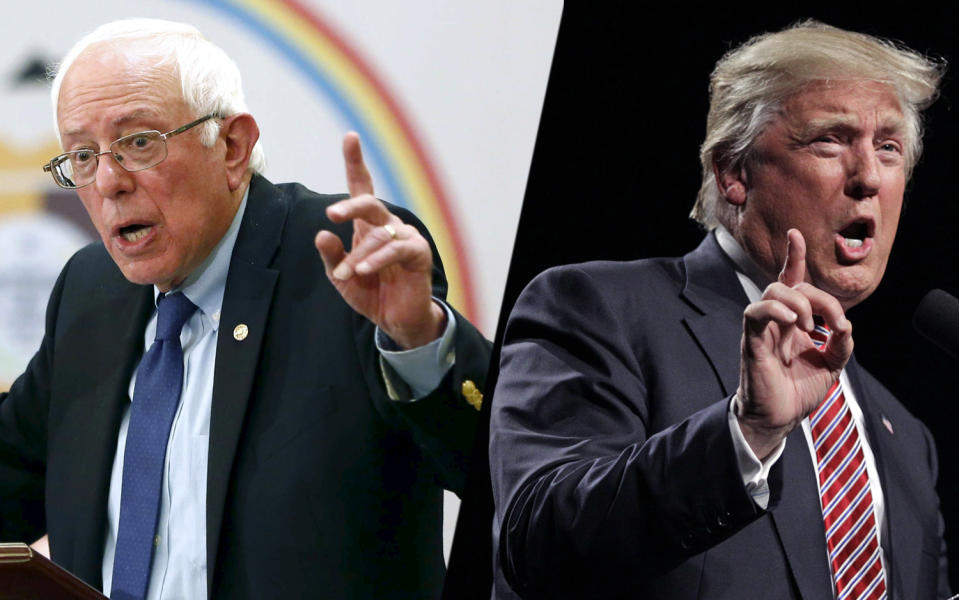 From left, Bernie Sanders and Donald Trump. (Photos: Nancy Wiechec/Reuters; Chuck Burton/AP)