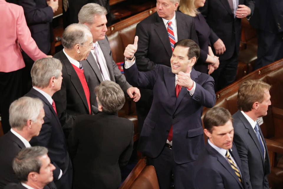 Marco Rubio gives a thumbs-up 