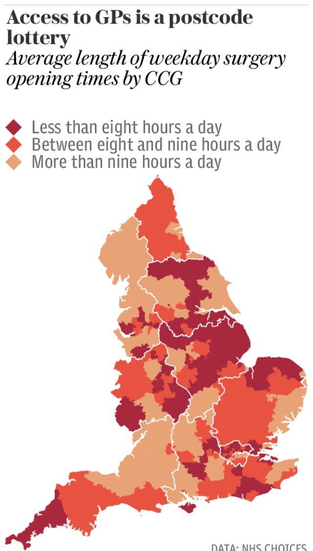 GP opening times map