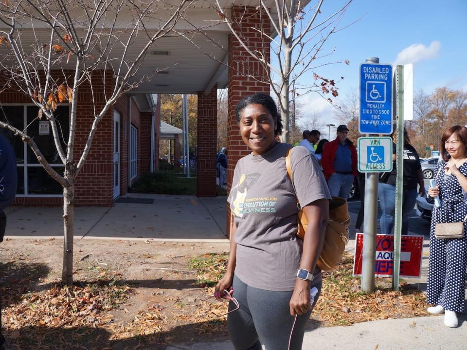 Sophia Cameron at an early voting site in Woodbridge, VA on Saturday, Nov. 5.