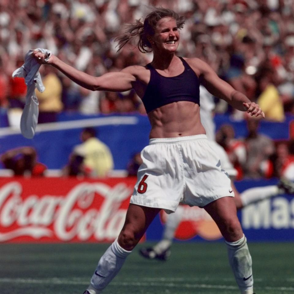 Compared to Brandi Chastain's own shirtless celebration in 1999 - AP