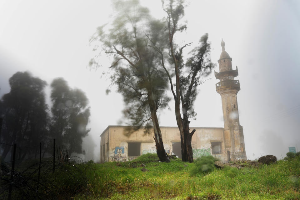 An abandoned mosque is seen on a rainy morning in the Golan Heights, in territory that Israel captured from Syria and occupied in the 1967 Middle East war, February 27, 2019. Until 1967 a Syrian village inhabited by Circassians stood near the site, which now lies just 5km on the Israeli side of the United Nations-monitored 'Area of Separation' that divides Israeli and Syrian military forces under a 1974 ceasefire arrangement.  (Photo: Ronen Zvulun/Reuters)