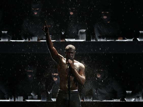 Stormzy performing at the Brit Awards in 2018 (AFP/Getty)