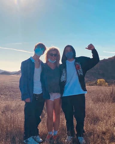 <p>Britney Spears Instagram</p> Britney Spears with her kids, Sean Preston and Jayden James Federline in 2021.