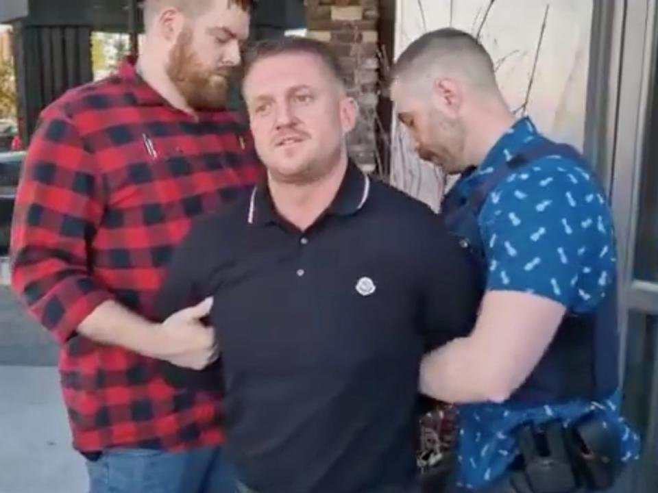 Tommy Robinson, whose real name is Stephen Yaxley Lennon, was filmed being arrested on Monday (X/Tommy Robinson)